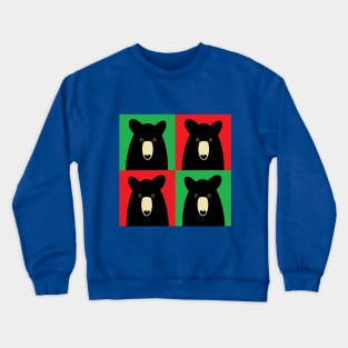 BLACK BEAR ON GREEN AND RED Crewneck Sweatshirt